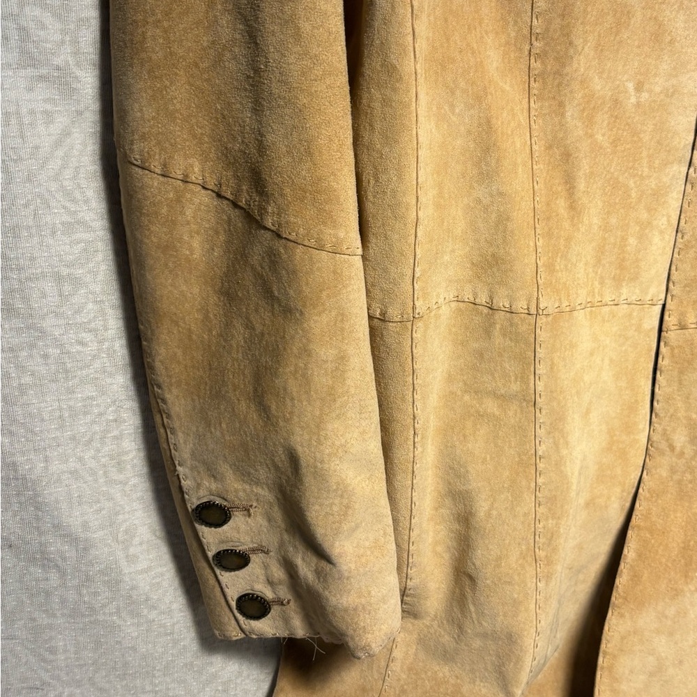 Coldwater Creek Tan Leather Blazer Jacket Women’s XL Button Front - Picture 8 of 16